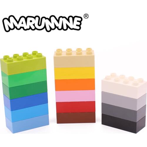 Marumine 2x4 Duplo Block Cube 10PCS MOC DIY Large Building Blocks 3011 Classic Bricks Assembled Accessories Bulk Part Toys