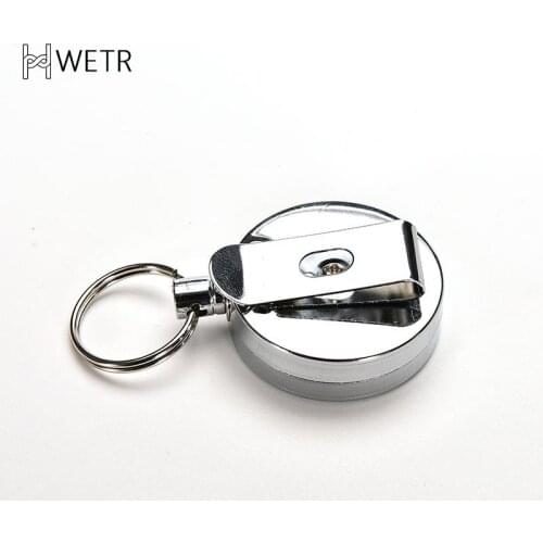 Metal Card Badge Holder Steel Recoil Ring Belt Clip Pull Key Security Chain Reel ID Lanyard Name Tag Badge Holder Retractable