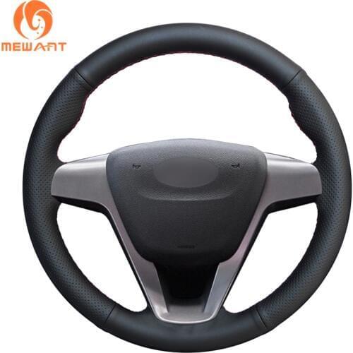 MEWANT Black Artificial Leather Car Steering Wheel Covers Braid for Lada Vesta Xray 2015 2016 2017 2018-2019 2020