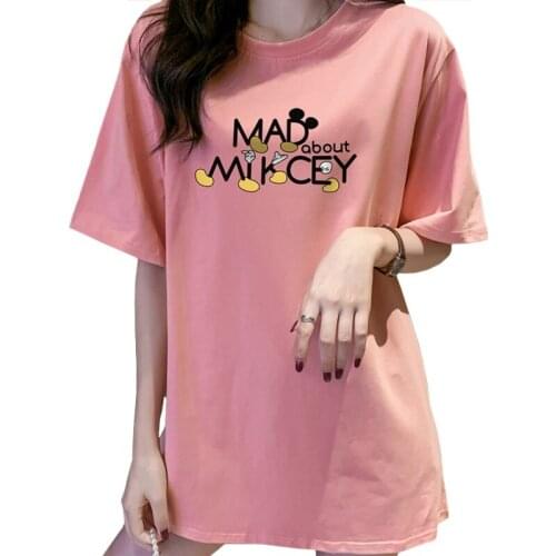 2021 New Zuolunouba Summer Fashion Long Women T Shirt Cotton Print Harajuku Letters Pink Tees Tops Plus Size Loose M-4XL Female