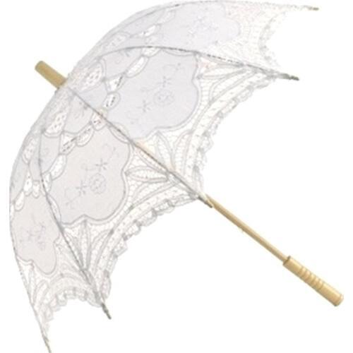 NEW 25" White Vintage Lace French Parasol Umbrella Photogragh Event Wedding Party Decorative Tool Umbrella