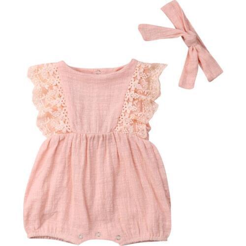 Pudcoco US Stock New Fashion Newborn Kids Baby Girls Cotton Romper Jumpsuit Outfits Clothes 0-24M