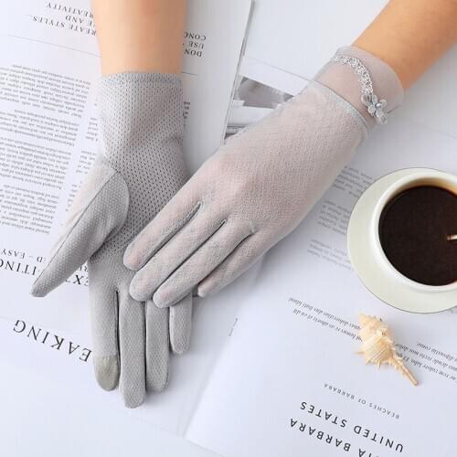 Sunscreen gloves thin ladies non-slip touch screen wholesale elastic summer outdoor cycling sunscreen ice silk gloves J53