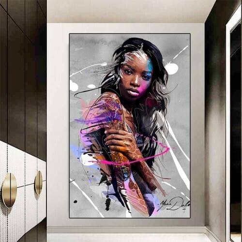 Posters and Prints Graffiti Woman Canvas Prints Big Large Size Painting On Wall Modern Girl Room Decoration Frameless