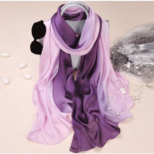 New Design Luxury Brand Solid silk Summer Scarf Gradient Dip dye Women Muslim Hijab Shawl Long Soft Wrap