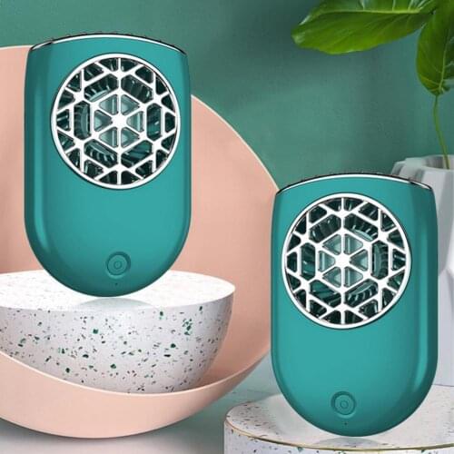 Portable Useful Mini Electric USB Neck Fan High Efficiency Pocket Fan Wide-angle Wind Outlets for Daily Life