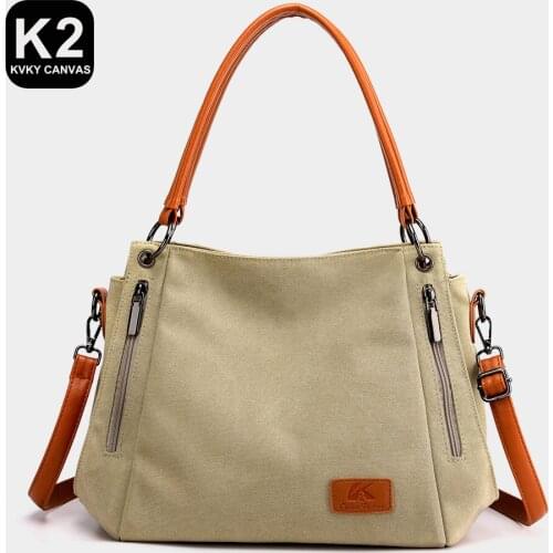 Leisure Women Bags for Ladies Shopping Handbags KVKY Original Design White Zipper Unisex Fashion Travel Women Canvas Handbags