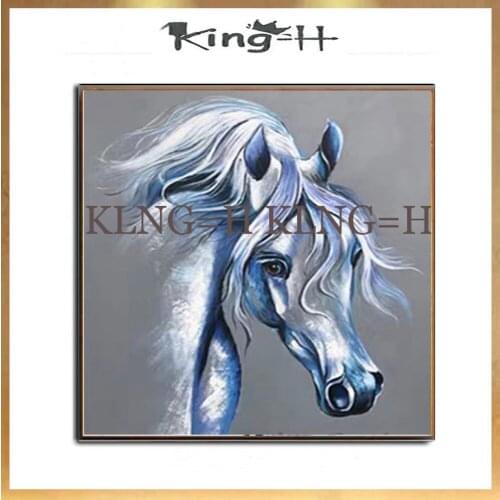 Hand Painted Abstract animal white horse Oil Painting on Canvas Wall horse Picture for Living Room Bedroom office Home Decor
