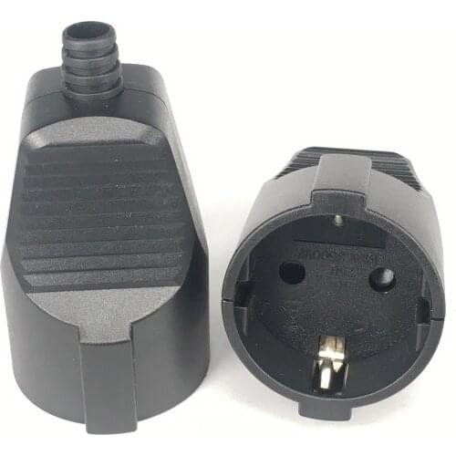 Black PVC 16A 250V EU power cord male female wiring plug detachable assembly electric plug socket for German France Korea Russia