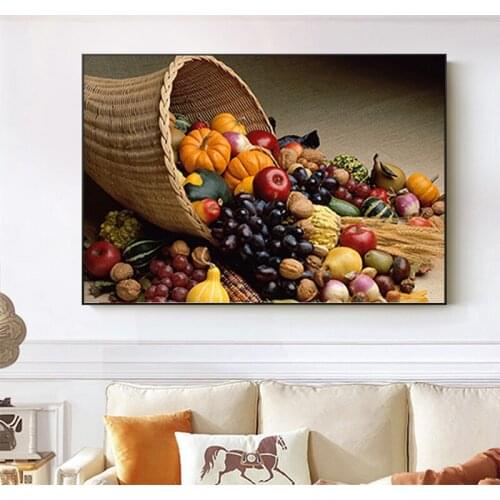 Nordic Fruit Vegetable Cooking Still Life Canvas Painting Poster Print Modern Wall Art Picture for Kitchen Decoration Room Decor