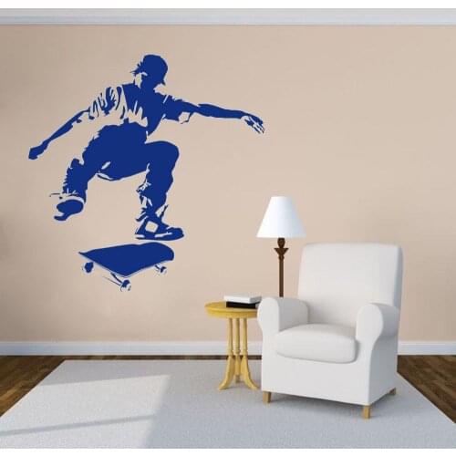 SkateBoard Ollie Landing Tricks Decal Wall Art Skateboard Sports Sticker for Home And BedRoom Decoration Removable A002495
