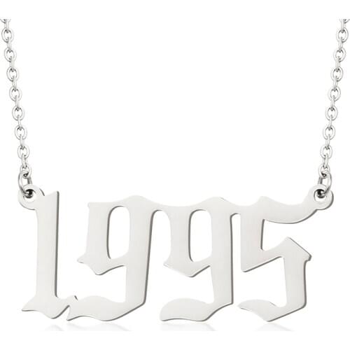Special Date Old English Number Necklaces Custom Number Birthday Gift Personalized Birth Year Chokers Women Men Custom Jewelry