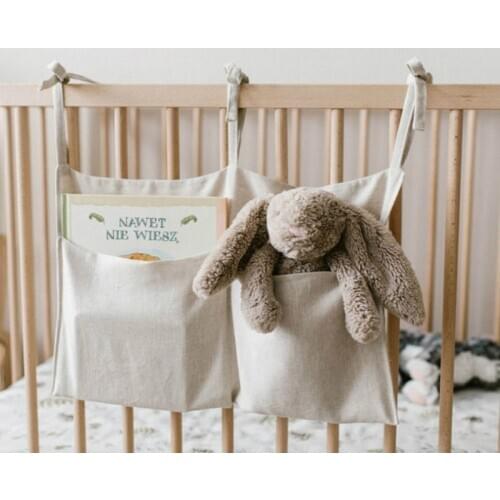 Head Bed Storage Bag Linen Hanging Baby Crib Bags Diaper Organizer Toy Infant Multifunctional Decorative Pocket Baby Supplies