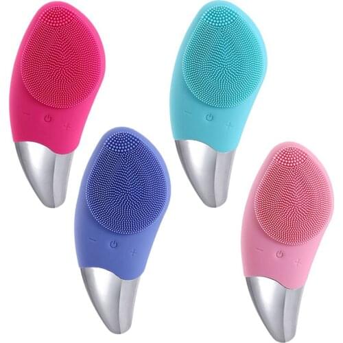 Ultrasonic Silicone Facial Cleansing Brush EMS Vibrating Facial Massager Deep Pore Cleansing Waterproof Facial Washing Brush