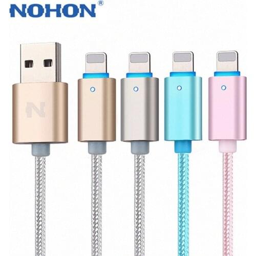 NOHON 150cm LED SMART Aluminum alloy USB cable For iPhone X 8 7 5 5S 6 Plus 8P 6S ipad 4 Air data charger cable IOS 7 8 9 10 11