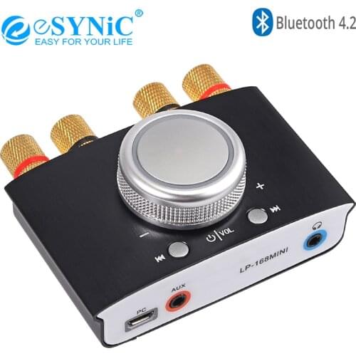 ESYNiC Bluetooth-compatible Power Amplifier Wireless Audio Receiver Stereo Hi-Fi Digital Amp 2 Channel 50W AUX/USB/Bluetooth Amp