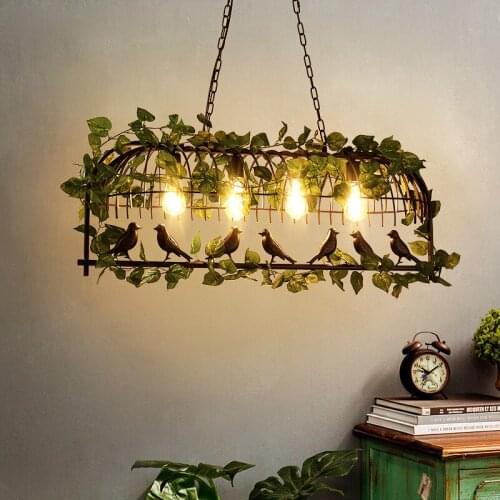 American wrought iron industrial wind plant bird Pendant Lights E27 villa garden aisle decorative Pendant Lamp WF1018509
