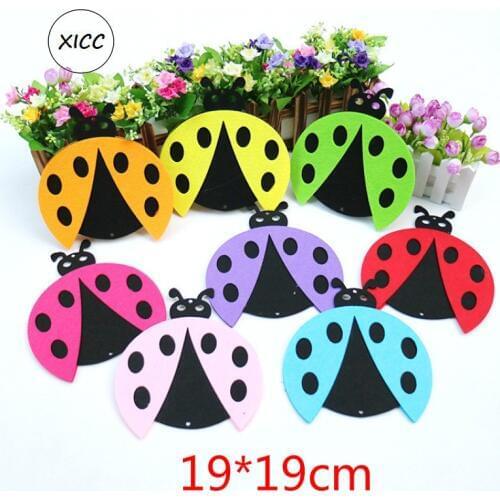 XICC 19cm Cartoon Beetle Nonwoven Diy Handmade Crafts Kid Toy Handwork Cloth Forest Animal Felt Kindergarten Decor Wool Feutrine