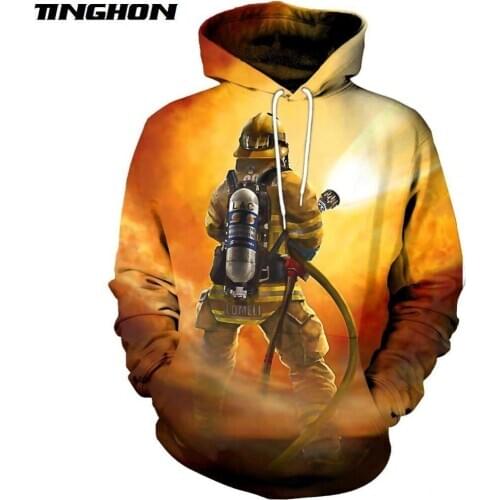 XS-7XL New Vintage Fashion Mens hoodies 3D All Over Printed Firefighter Back Hoodie Harajuku streetwear sudadera hombre