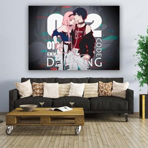 Zero Two and Hiro DARLING in the FRANXX Poster Framed Canvas Wall Art Decoration Prints Dorm Bedroom Decor Painting