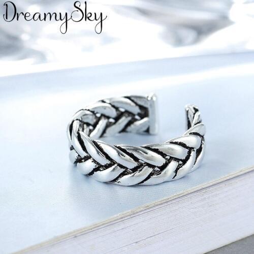 DreamySky Bijoux Boho Silver Color Twist Rings for Women Lady Rings Fashion Party Statement Jewelry Wholesale