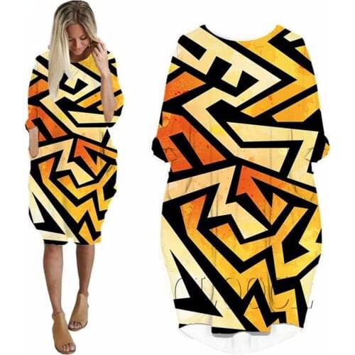 CLOOCL Geometry Abstract Dress 3D Printed Colorful Streetwear Women Pocket Dresses Harajuku Long Sleeve Hip Hop Style Clothes