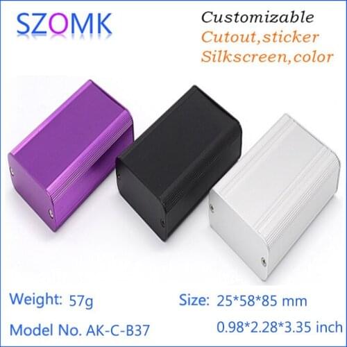 1 pc, 25*58*85mm free shipping electronics aluminum enclosure szomk distribution box extruded instrument enclosure aluminum case