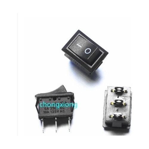 100/LOT Free shipping 15*21 3 feet 2 gear tripod rocker switch boatlike switch KCD1-102 6A/250V black 15X21MM