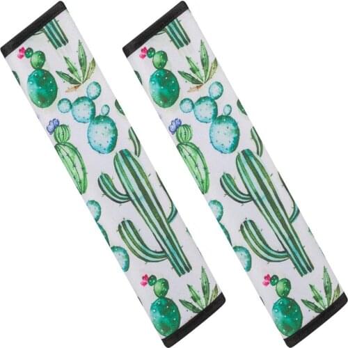 2 Pcs Cactus Seat Belt Covers - Soft Comfort Cactus Car Seatbelt Shoulder Strap Pads Safety Belt Covers Protective Sleeves