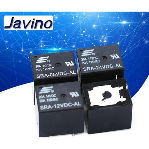 5Pcs 5V 12V 24V 20A DC Power Relay SRA-05VDC-CL SRA-12VDC-CL SRA-24VDC-CL 5Pin PCB Type In stock Black Automobile relay