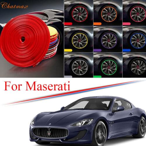 9 Colors Car Wheel Hub Rim for Maserati Ghibli Levante MC20 Coupe Edge Protector Ring Tire Strip Guard Rubber Decals 8M