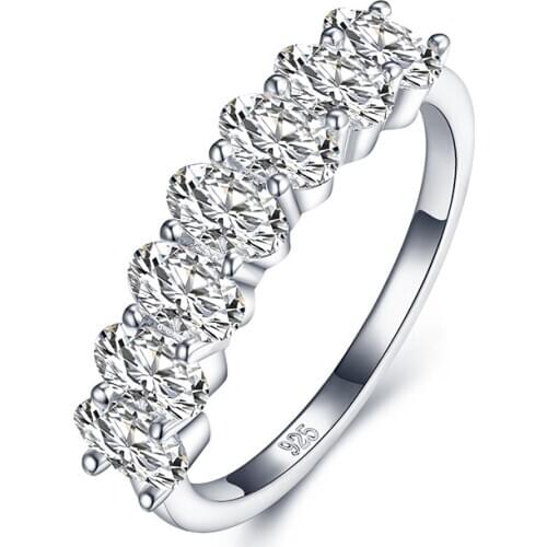 ANZIW Oval Row Drill Sona Simulated Diamond Rings Bands Anniversary Rings Engagement Wedding Band Ring Bands For Women Jewelry