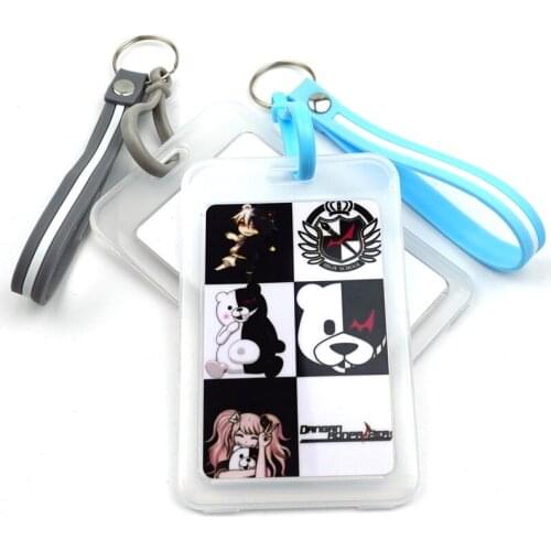 Danganronpa Monokuma Card Cover Key Chain Fashion Card Bag Bank Credit Card Holder Plastic Student ID Bus Card Sleeve Protect