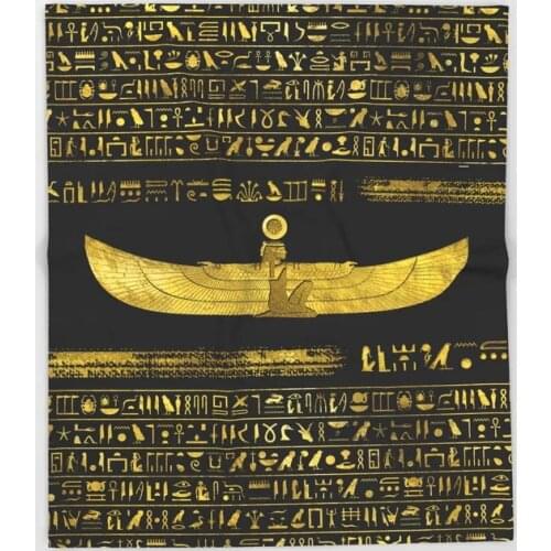 Egypt Cartoon Throw Blanket Cute Kids Design Golden Egyptian God Ornament Blankets for Beds Christmas Decorations for Home