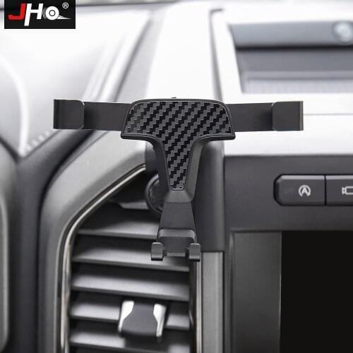 JHO Exclusive Pickup Accessories Carbon Grain Detail Gravity Air Vent Mobile Phone Holder Mount For FORD F150 Raptor 2015-2020