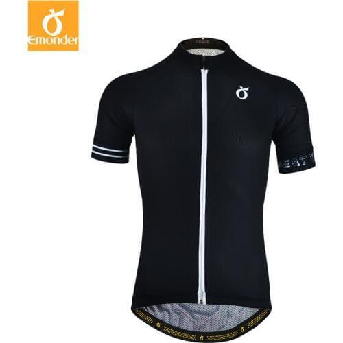 EMONDER Mens Cycling Jersey 2021 Comfortable High Quality Bike Bicycle Shirt Black White Quick Dry Sports Wear Short Sleeve