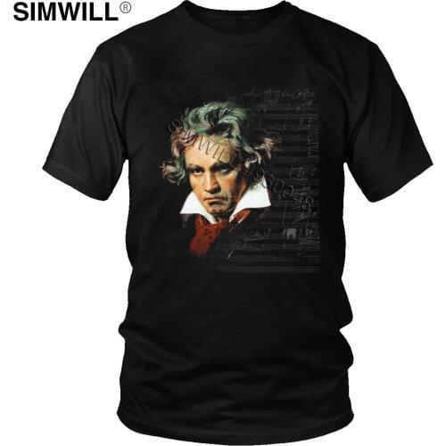Ludwig Van Beethoven T Shirt Men Cool Graphic Cotton Tee Tops Adult Short Sleeve O-neck Musician Classical Composer T-shirt Gift