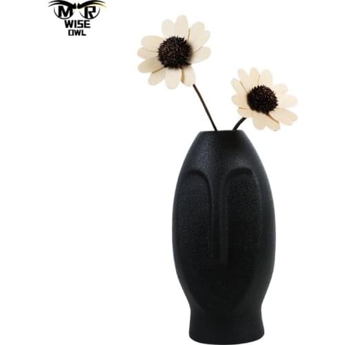 Ceramic Craft Creative Face Vase Nordic Abstract Flower Pot Office Ornaments Living Room Bedroom Desktop Decoration Home Decor