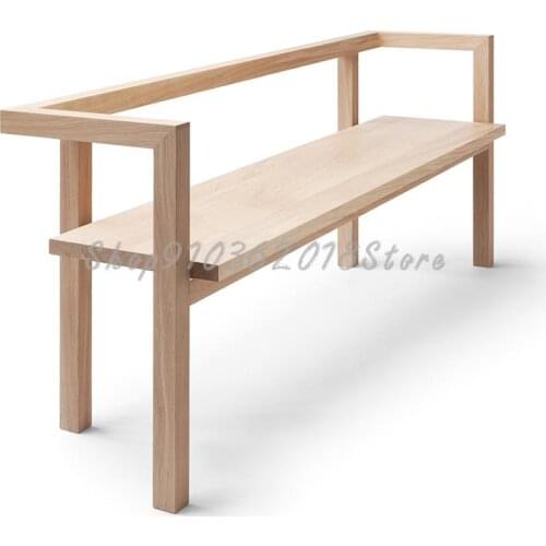 Chinese solid wood bench with backrest Simple long bench home living room bench dining room stool door shoe replacement stool