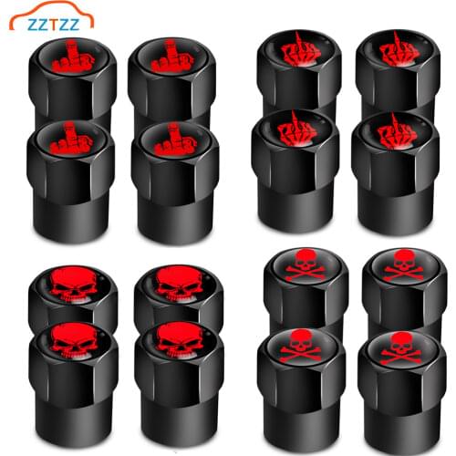 4Pcs/Set Red anodized Tire valve stem Caps Aluminium Middle Finger Individuality Stem Dust Covers for Car Tires Decorative Caps