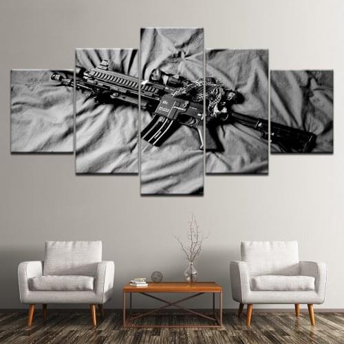 Creative Arms Oil Picture Wall Art Apartment Living Room Home Decor Painting Arms Gun Bullet Posters HD Print Canvas Frame Mural