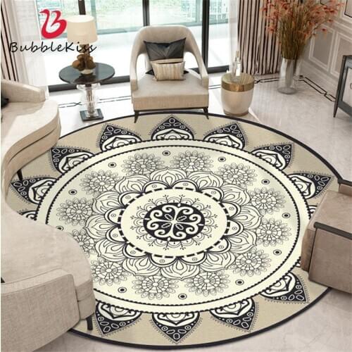Bubble Kiss Nordic Round Carpet Modern Living Room Rug Geometric Art Flower Pattern Bedroom Carpet Non-Slip Children Room Rug