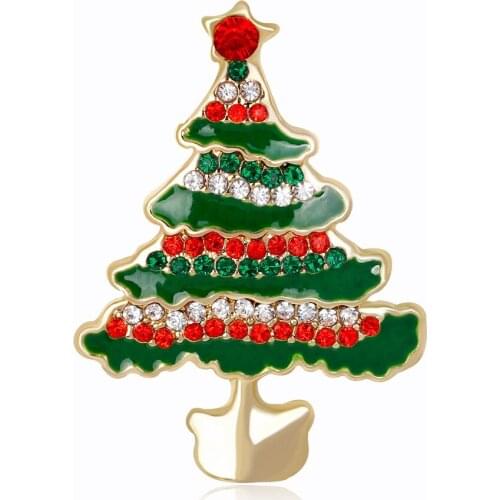 Trendy Rhinestone Crystal Christmas Tree Brooches Women Trendy Exquisite Pins Gift Sweater Dress Accessories Christmas Jewelry
