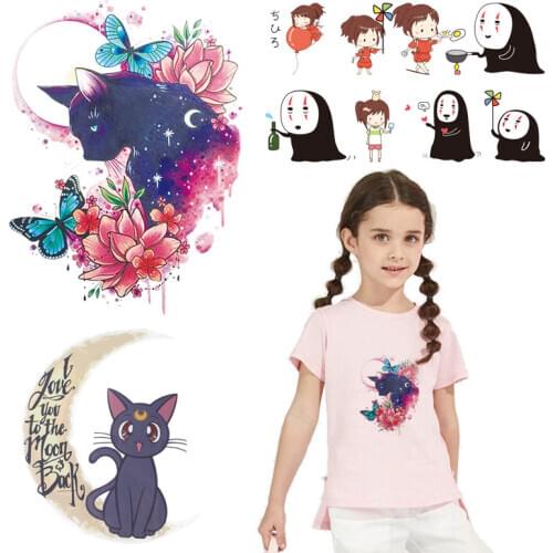 Sailor Moon Iron On Transfers For Clothes Japan Anime Spirited Away Patch diy Clothes Sticker Cartoon Anime Applique Stripes