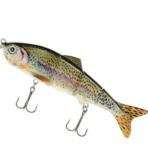 Multi 4 Jointed Saltwater Fishing Lures Minnow Hard Bait 12cm 17g Wobblers Fly Minnow Trout Swimbait with 2 Treble Hooks #84