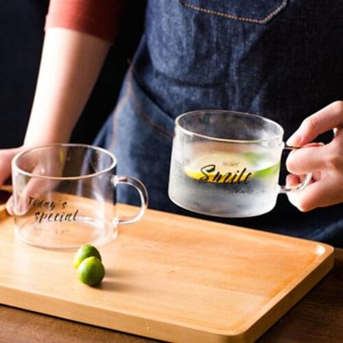 New Creative Chic 500mL Glass Mug Letter Milk Juice Water Coffee Cup Crystal Transparent Mug Handle Drinkware Lovers Couple Gift