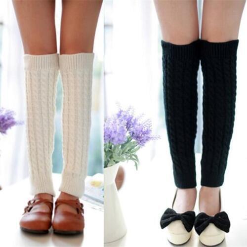 New Arrivals Lady Female Fashion Winter Knit Stripe Crochet Leg Warmers Legging Women Accessories Solid Colors