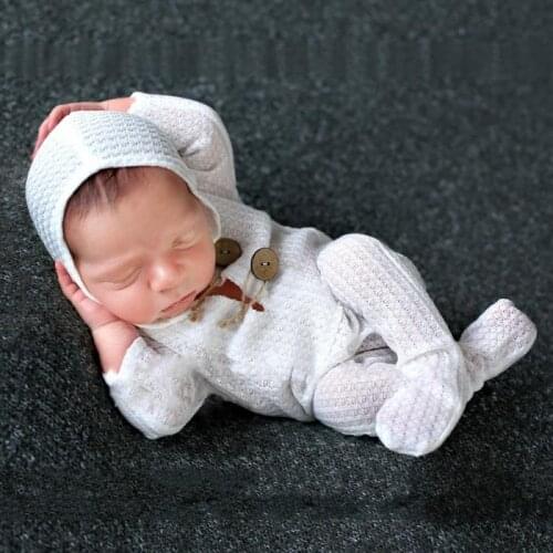 Newborn Photography Clothing Knitted Hooded Photography Clothing Baby Knitted Jumpsuit Photo Clothing Birthday Gifts For Toddler