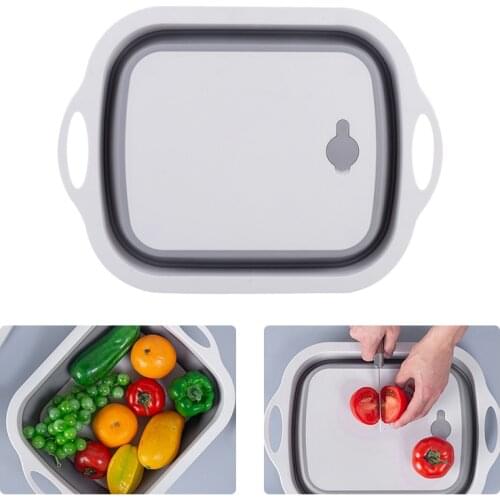 Chopping Blocks Foldable Plastic Cutting Board Laundry Basket 2 in 1 Multifunction Chooping Boards Kitchen Organizer 2 Colors