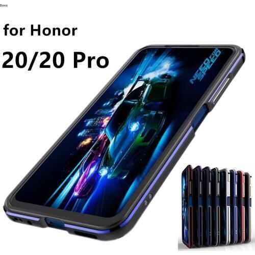 Luxury Ultra Thin Shock-Proof Protective Case aluminum Bumper case for Huawei Honor 20 / Honor 20 Pro + 2 Film (1 Front +1 Rear)